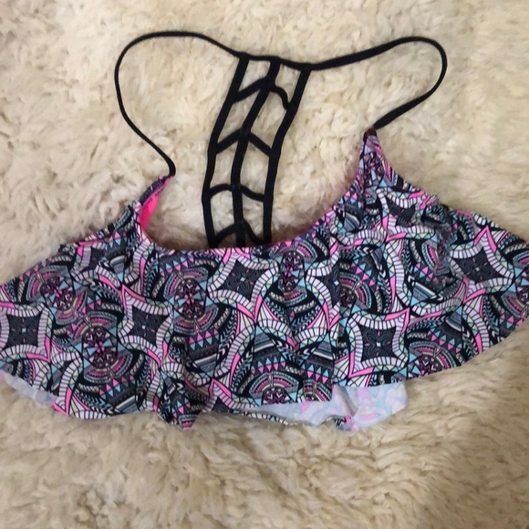 XL Cute Turquoise, Blk, Pink, White Swim top - Picture 1 of 5